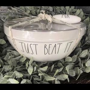 Rae Dunn JUST BEAT IT bowl with MIX whisk